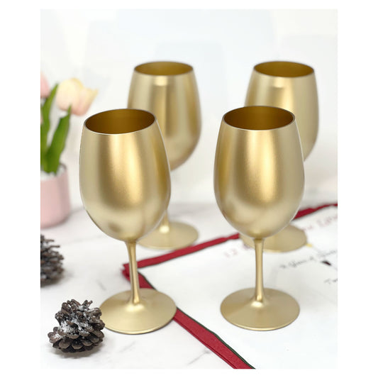 LeadingWare Metallic Gold Acrylic Wine Glasses Set of 4, 20oz, Unbreakable, BPA Free