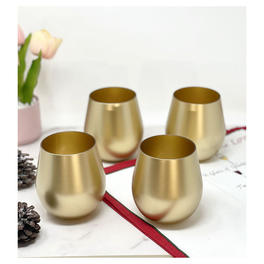 LeadingWare Metallic Gold Acrylic Wine Glasses Set of 4, 18oz, Unbreakable, BPA Free