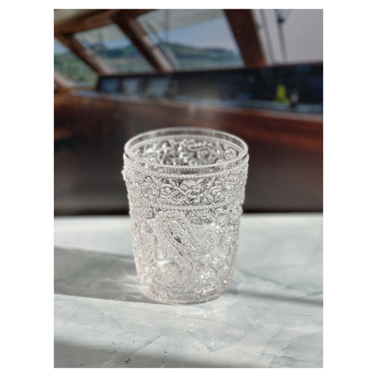 Paisley Acrylic DOF Drinking Glasses Set of 4, 13oz, BPA-Free, Clear