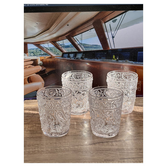 LeadingWare Paisley Acrylic DOF Glasses Set of 4, 13oz, BPA Free, Shatterproof, Clear