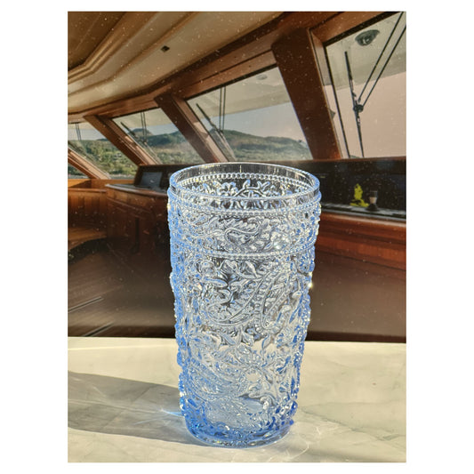 Paisley Acrylic Hi Ball Glasses Set of 4, 17oz, BPA-Free, Blue