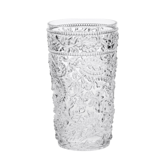 Paisley Acrylic Hi Ball Glasses Set of 4, 17oz, BPA-Free, Clear