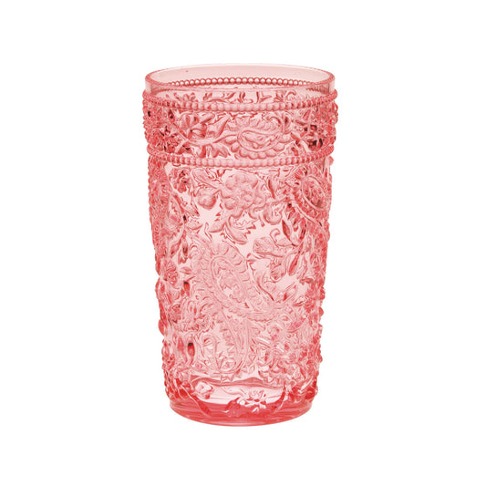 Paisley Acrylic Hi Ball Glasses Set of 4, 17oz, BPA-Free, Pink