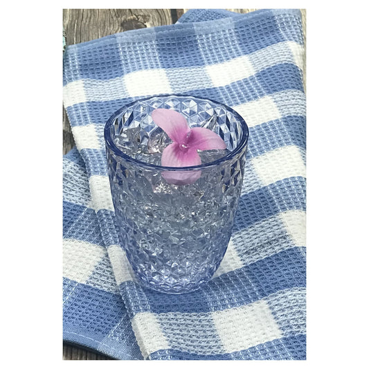 Diamond Cut Acrylic Drinking Glasses Set of 4, 12oz, BPA-Free, Blue