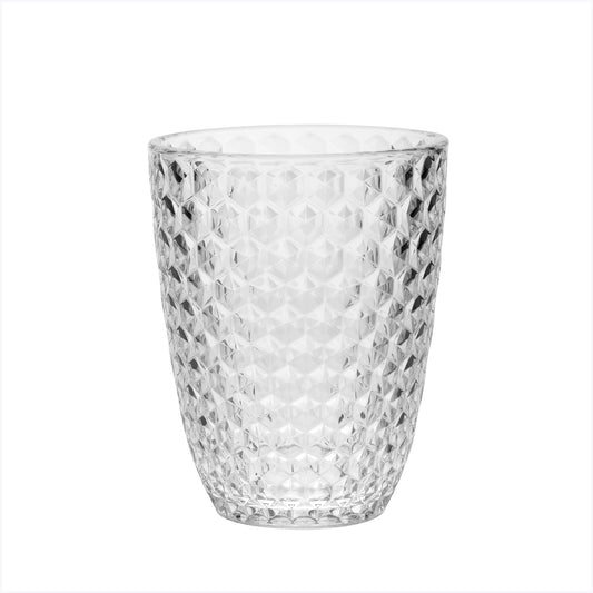 Diamond Cut Acrylic Drinking Glasses Set of 4, 12oz, BPA-Free, Clear
