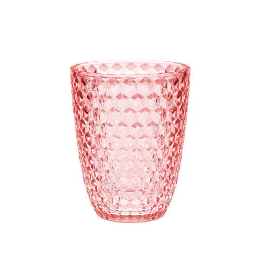 Diamond Cut Acrylic Drinking Glasses Set of 4, 12oz, BPA-Free, Pink