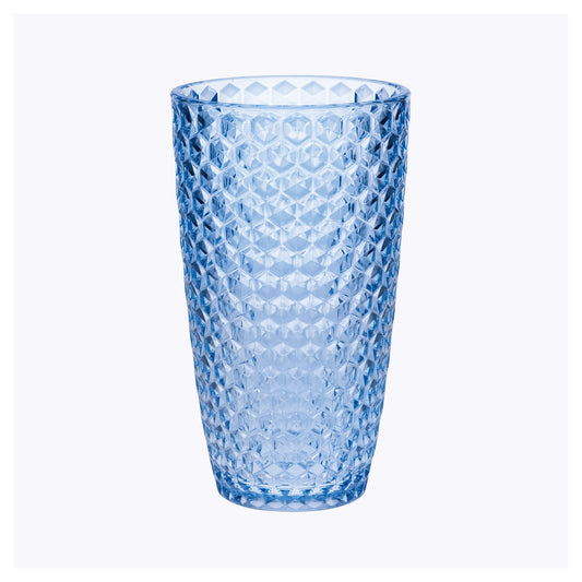 Diamond Cut Acrylic Drinking Glasses Set of 4, 19oz, BPA-Free, Blue