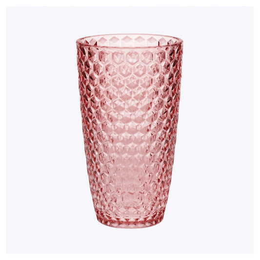 Diamond Cut Acrylic Drinking Glasses Set of 4, 19oz, BPA-Free, Pink