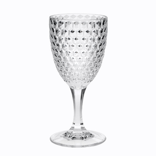 Diamond Cut Acrylic Wine Glasses Set of 4, 12oz, BPA-Free, Clear