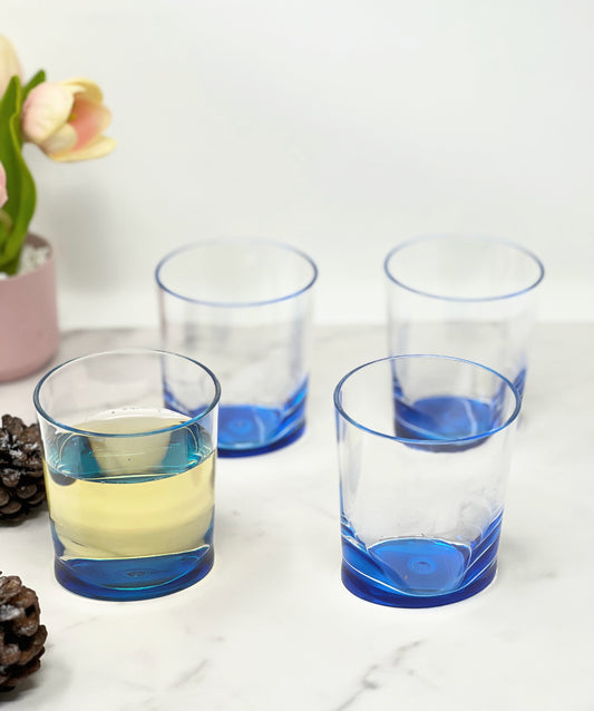LeadingWare Oval Halo Acrylic DOF Glasses Set of 4, 12oz, BPA Free, Shatterproof, Blue