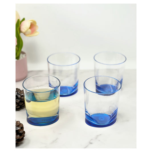 Oval Halo Acrylic DOF Drinking Glasses Set of 4, 12oz, Blue