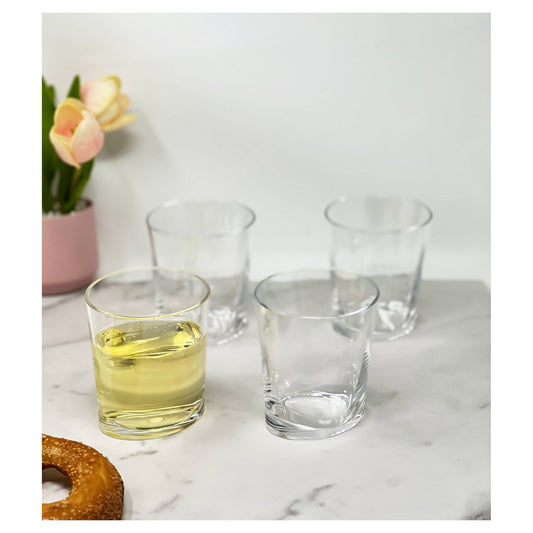 LeadingWare Oval Halo Acrylic DOF Glasses Set of 4, 12oz, BPA Free, Shatterproof, Clear