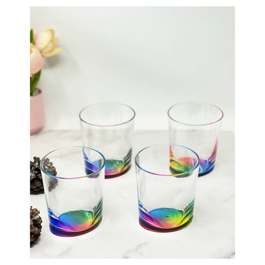 LeadingWare Oval Halo Acrylic DOF Glasses Set of 4, 12oz, BPA Free, Shatterproof