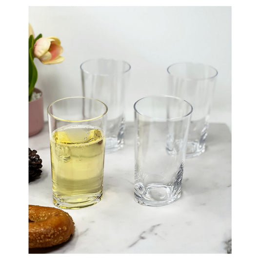 LeadingWare Designer Oval Halo Clear Acrylic Hi Ball Tumbler Set of 4 (15oz), Premium Quality Unbreakable Stemless Acrylic Tumbler for All Purpose