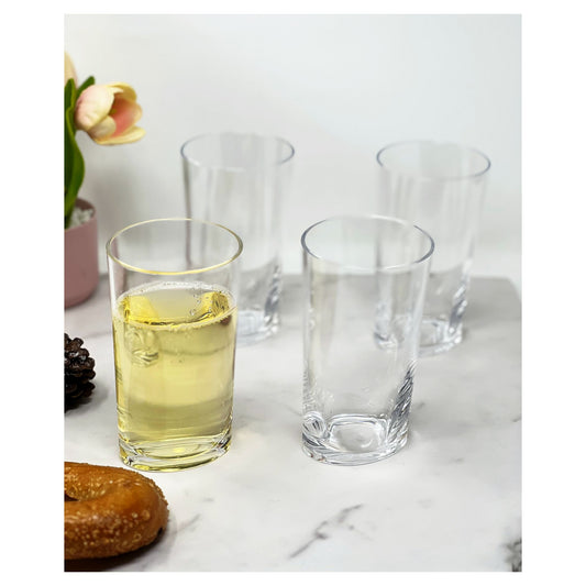 LeadingWare Oval Halo Acrylic Highball Glasses Set of 4, 15oz, BPA Free, Shatterproof, Clear