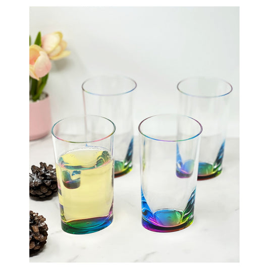 LeadingWare Oval Halo Acrylic Highball Glasses Set of 4, 15oz, BPA Free, Shatterproof