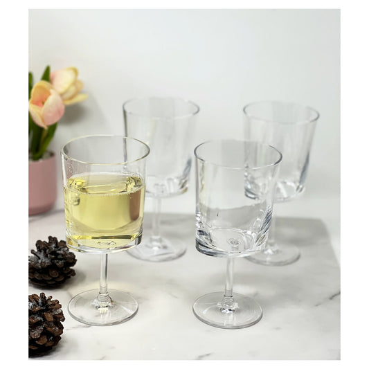 LeadingWare Oval Halo Acrylic Wine Glasses Set of 4, 12oz, Unbreakable, BPA Free, Clear