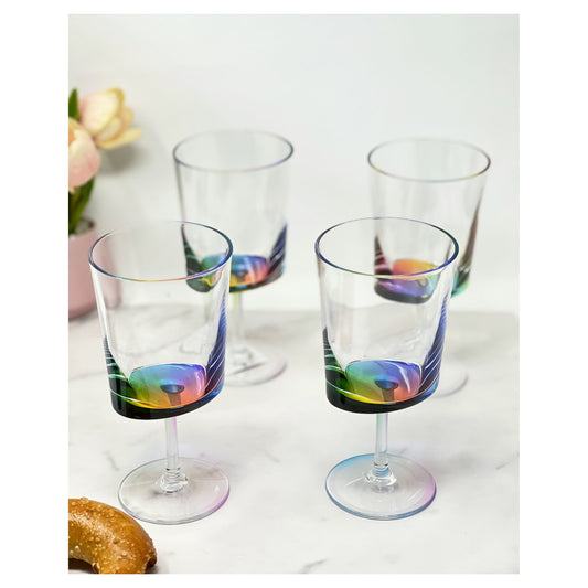 LeadingWare Oval Halo Acrylic Wine Glasses Set of 4, 12oz, Unbreakable, BPA Free