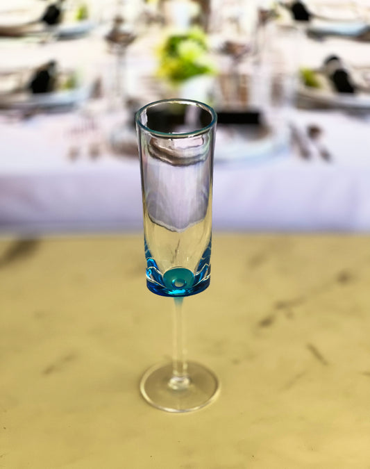 Oval Halo Champagne Flutes Set of 4, 4oz, Blue