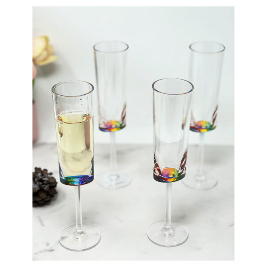 LeadingWare Oval Halo Acrylic Champagne Flutes Set of 4, 4oz, Unbreakable, BPA Free