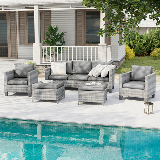 Sonkuki 5-Piece Outdoor Patio Conversation Set Widened Back and Arm (AS-PS-115HGY)