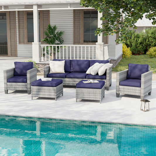 Sonkuki 5-Piece Outdoor Patio Conversation Set Widened Back and Arm (AS-PS-115HNY)