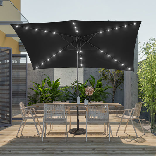Sonkuki 10 x 6.5FT LED Patio Market Table Umbrella, UV-Resistant Canopy and Tilt Button (AS-RLED300BK)