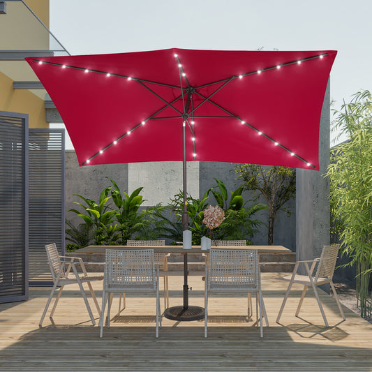 Sonkuki 10 x 6.5FT LED Patio Market Table Umbrella, UV-Resistant Canopy and Tilt Button (AS-RLED300RD)