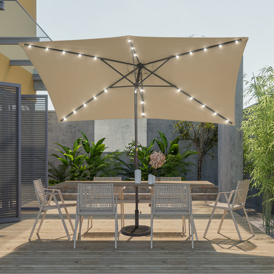 Sonkuki 10 x 6.5FT LED Patio Market Table Umbrella, UV-Resistant Canopy and Tilt Button (AS-RLED300SD)