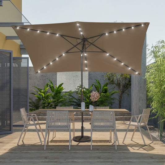 Sonkuki 10 x 6.5FT LED Patio Market Table Umbrella, UV-Resistant Canopy and Tilt Button (AS-RLED300TP)