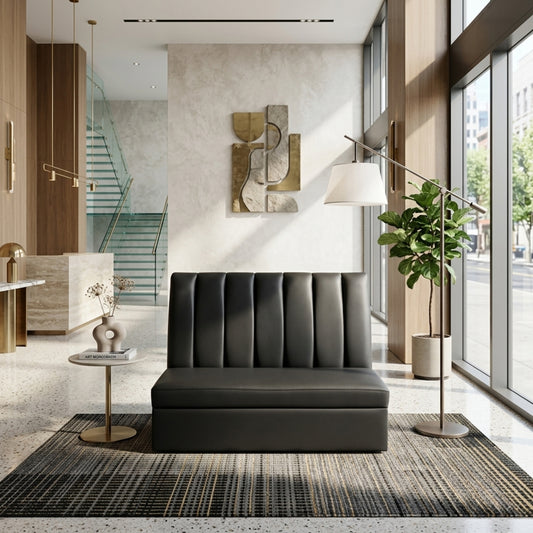 Coast to Coast Sofas Channel Armless Black Faux Leather Booth