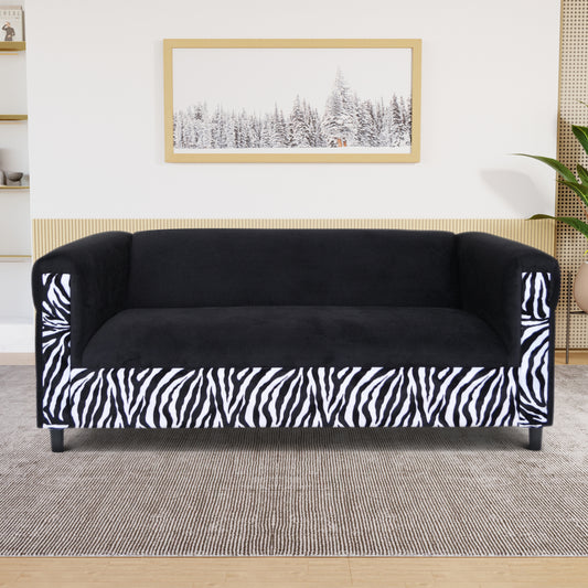 Coast to Coast Sofas Broadway Black Velvet 3-Seater Sofa with Zebra Print