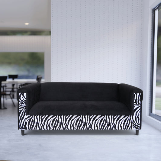 Coast to Coast Sofas Broadway Black Velvet 3-Seater Sofa with Zebra Print