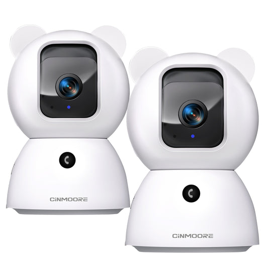 HomeSense Indoor Camera Duo Pack 2.5K AI PTZ WiFi Cameras with Cry Detection & Siren