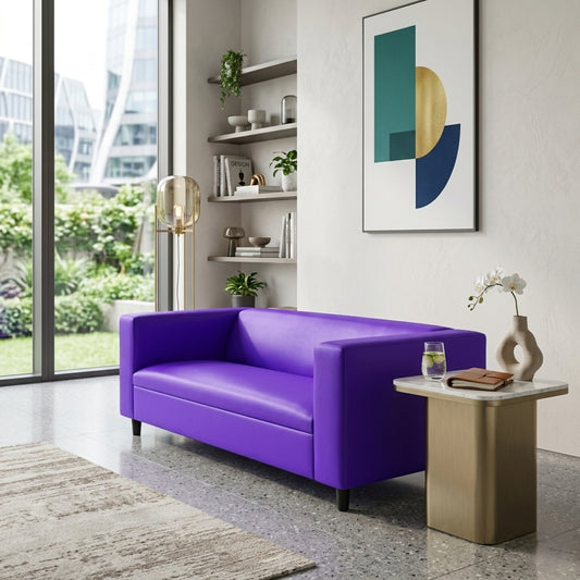 Coast to Coast Sofas Canal Purple Faux Leather 3-Seater Sofa