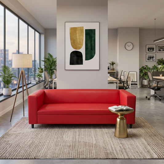 Coast to Coast Sofas Canal Red Faux Leather 3-Seater Sofa