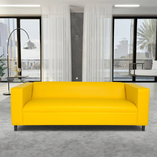 Coast to Coast Sofas Canal Yellow Faux Leather 3-Seater Sofa