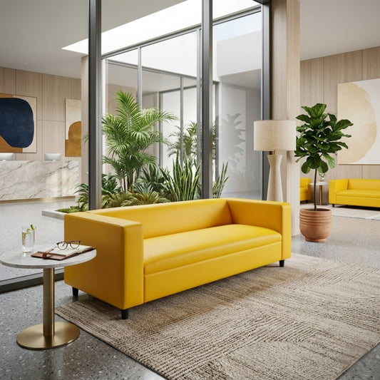 Coast to Coast Sofas Canal Yellow Faux Leather 3-Seater Sofa