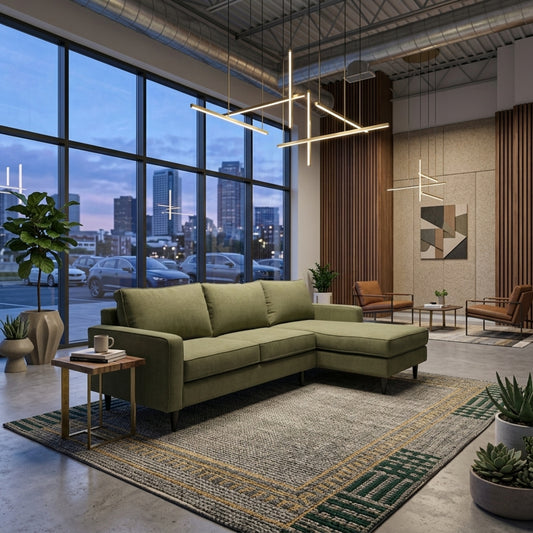 Coast to Coast Sofas Green L-Shaped Sectional Sofa