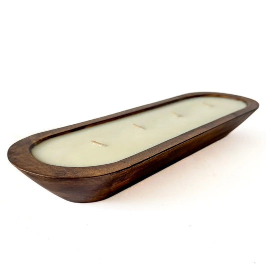 19" Bread Bowl Candles | Mango Wood