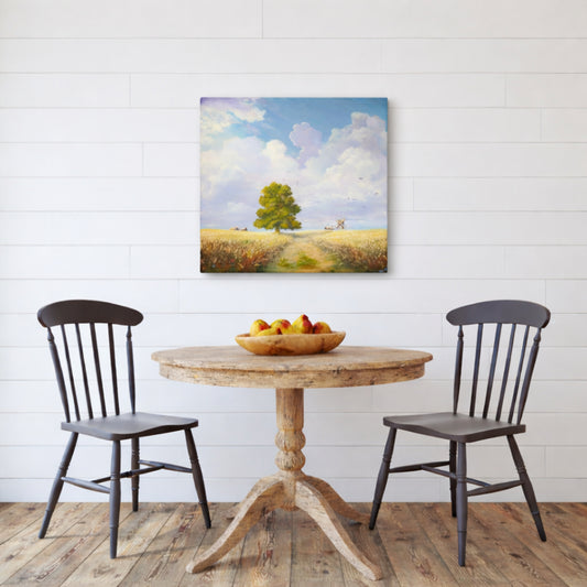 Serene Country Landscape - Fine Art Giclee Print on Gallery Wrapped Canvas, 16" x 16"