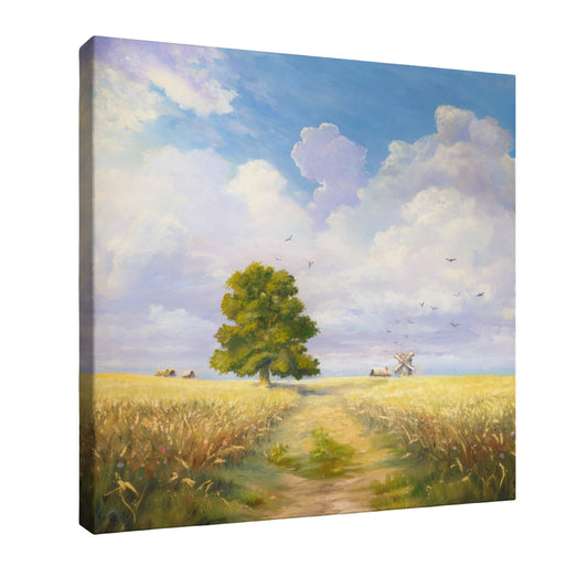Serene Country Landscape - Fine Art Giclee Print on Gallery Wrapped Canvas, 24" x 24"