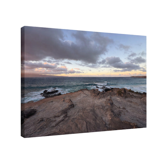 Maui Sunset Over Rocky Coastline - Fine Art Giclee Print on Gallery Wrapped Canvas, 15" x 20"