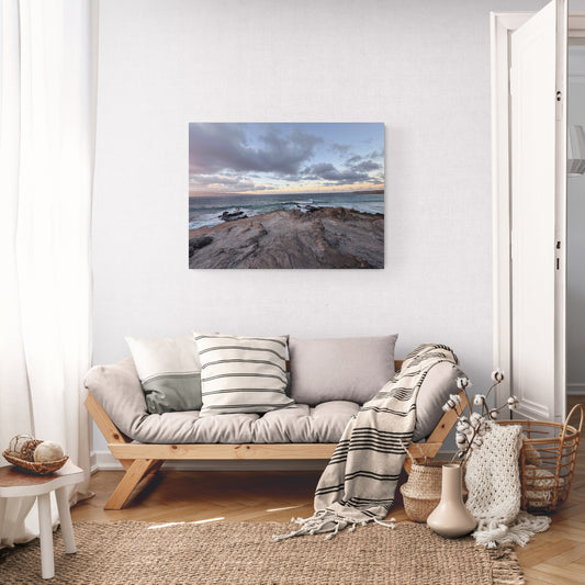 Maui Sunset Over Rocky Coastline - Fine Art Giclee Print on Gallery Wrapped Canvas, 27" x 36"
