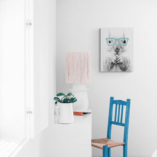 Curious Squirrel in Oversized Aqua Glasses - Fine Art Giclee Print on Gallery Wrapped Canvas, 18" x 24"