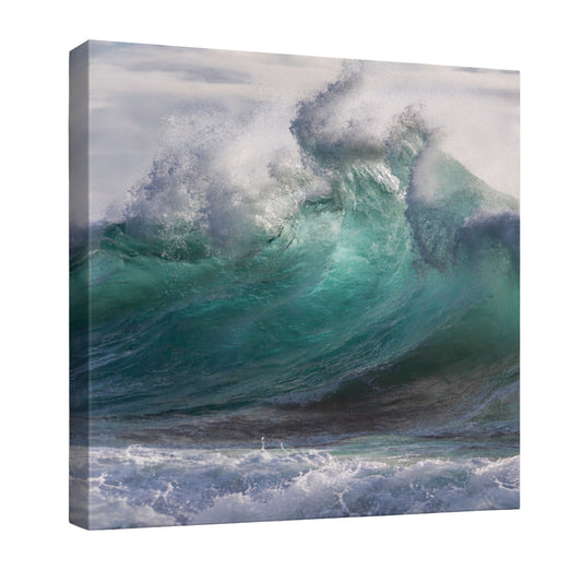 Emerald Ocean Break - Fine Art Giclee Print on Gallery Wrapped Canvas, 12" x 12"