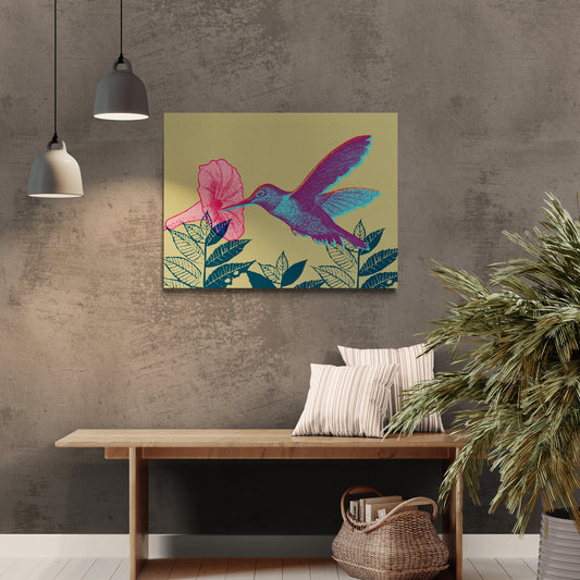 Vibrant Moment in Flight - Fine Art Giclee Print on Gallery Wrapped Canvas, 27" x 36"