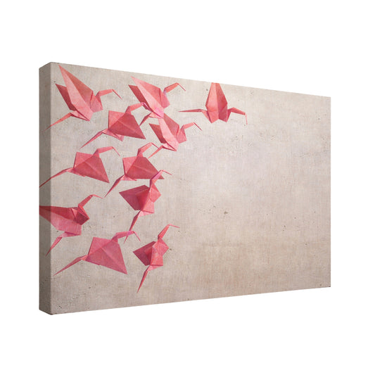 Pink Paper Cranes - Fine Art Giclee Print on Gallery Wrapped Canvas, 15" x 20"