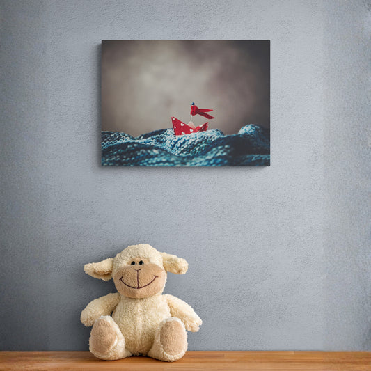 Little Dreams Set Sail on Waves of Love  - Fine Art Giclee Print on Gallery Wrapped Canvas, 18" x 24"