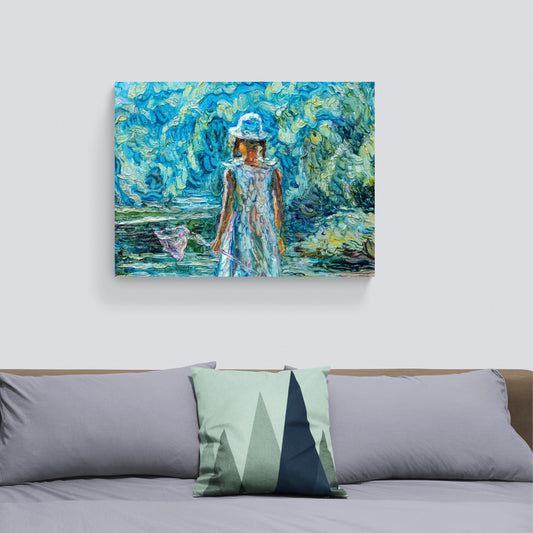 Catching Butterflies - Fine Art Giclee Print on Gallery Wrapped Canvas, 15" x 20"